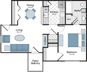 ONE - One Bedroom / One Bath floor plan